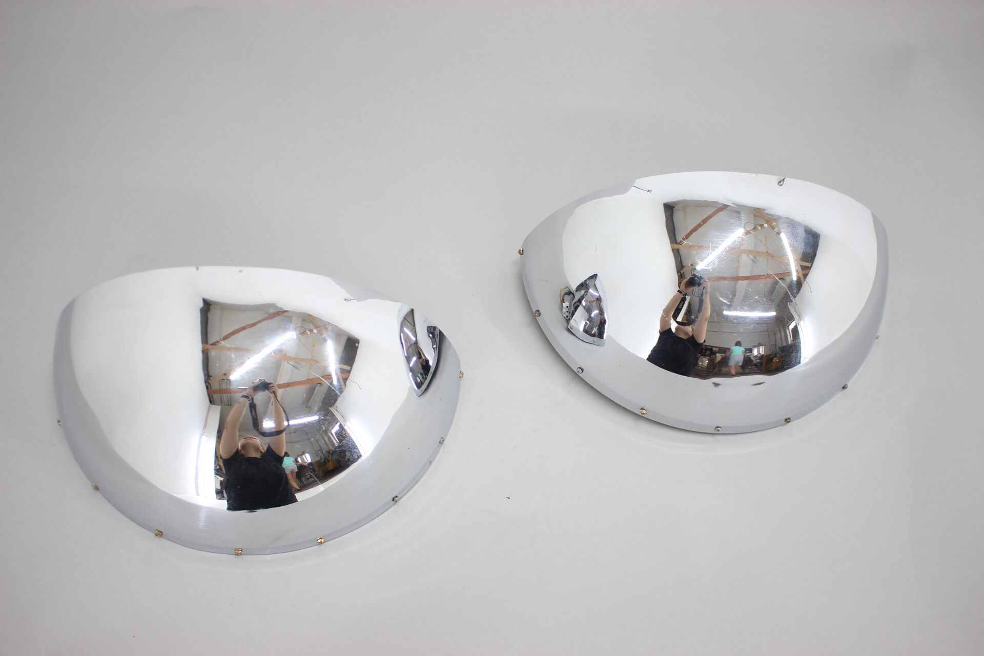 1930s pair of bauhaus chrome plated wall lamps/scones, czechoslovakia