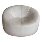 Very beautiful white leather armchair model Pumpkin by Pierre Paulin.