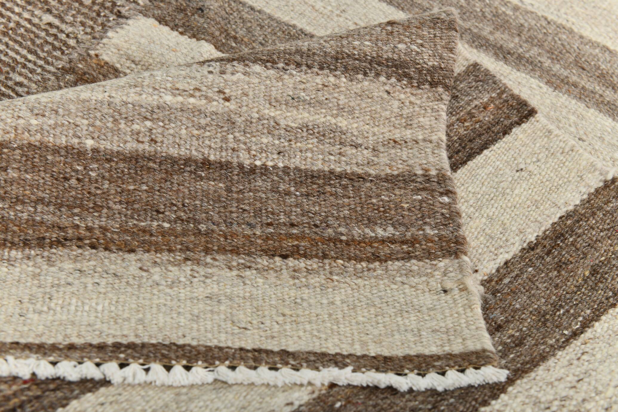 Beige Brown Oversize Vintage Kilim Rug, 322x388Cm