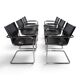 Matteo Grassi Set of 6 Visitor Chairs, Leather/Chrome Dining Chairs, 1970