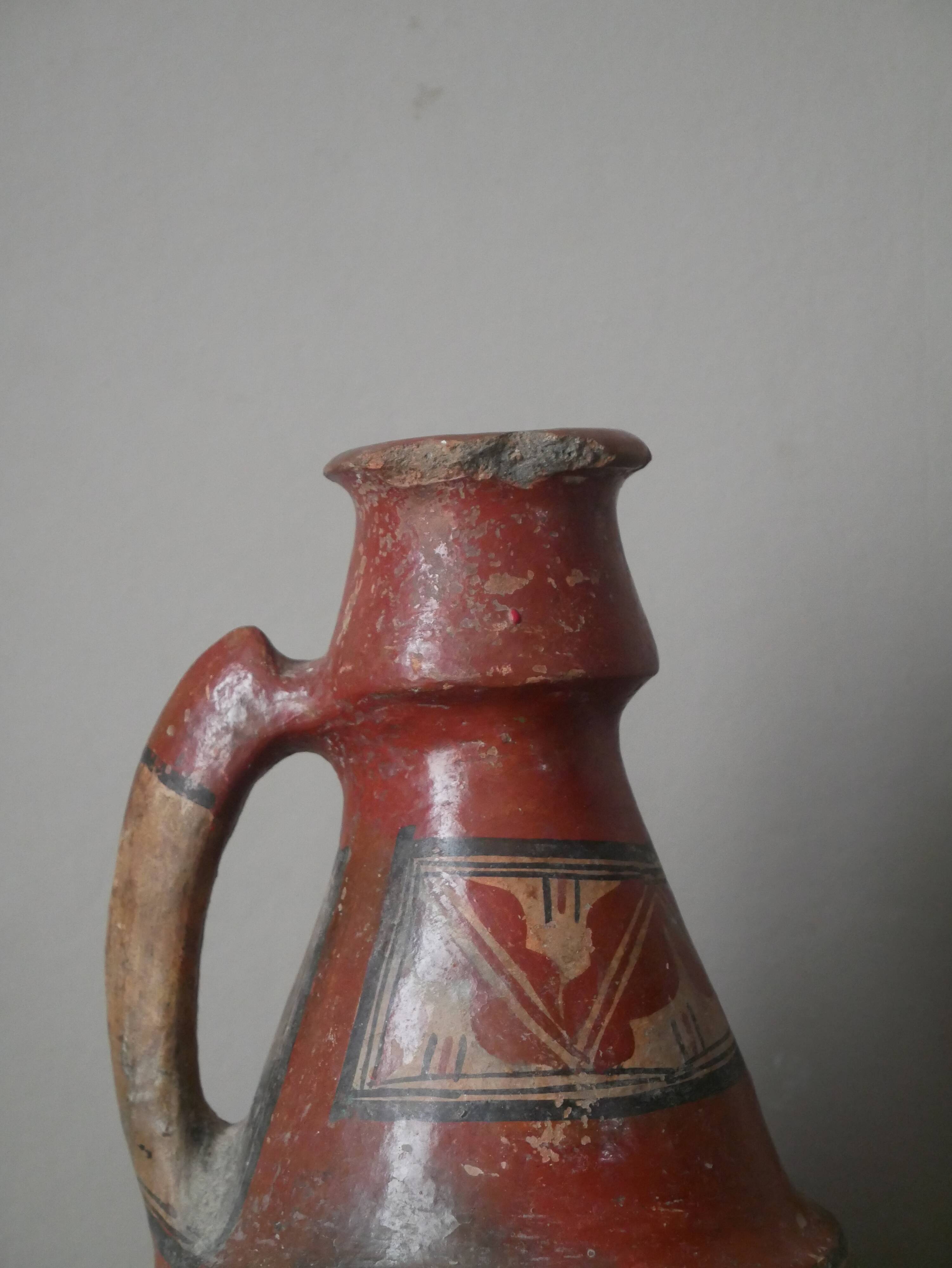Old Berber pottery handcrafted ethnic tribal antique terracotta