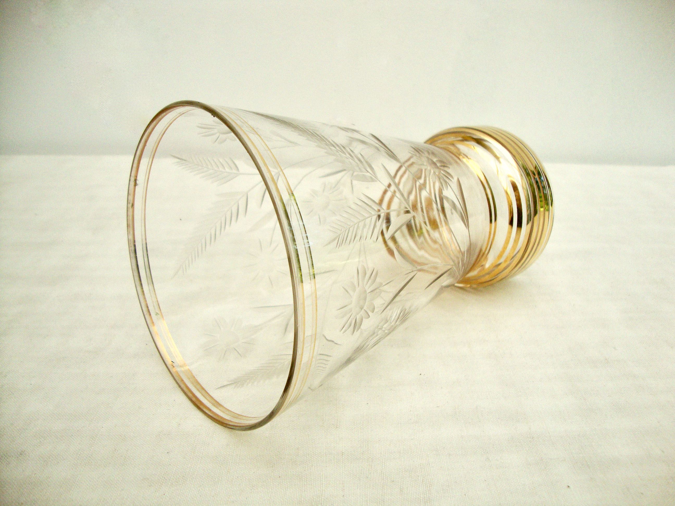 Engraved crystal vase