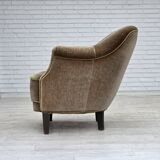 1960s, Danish armchair, original green furniture velour.