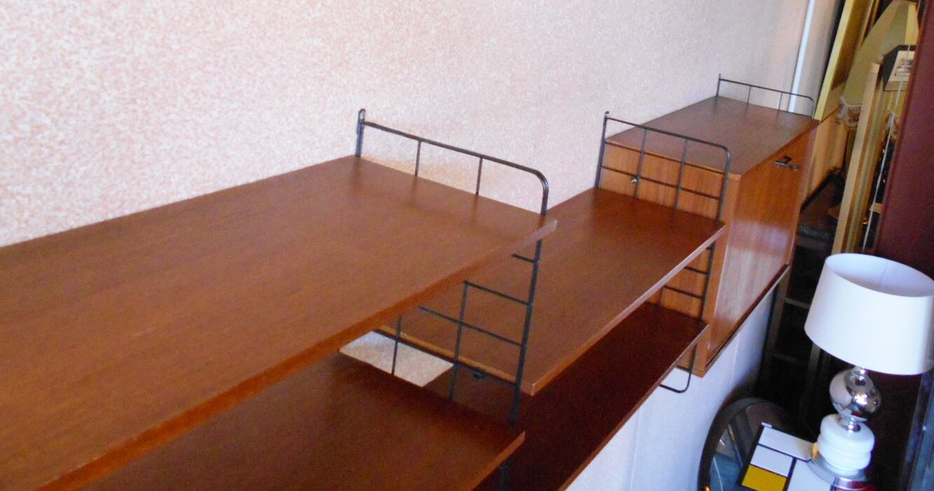 Scandinavian teak wall shelves and modular teak