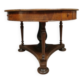 Empire period pedestal table or games table in mahogany, early 19th century