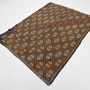 Tapis Kilim vintage marron foncé 5x7, 153x202 cm