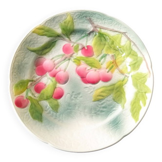 St Clément plate with cherry barbotine, excellent condition