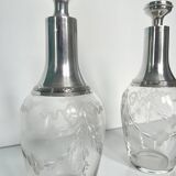 Pair of crystal and silver decanters - early 20th century
