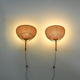Pair of Uchiwa II wall lights by Ingo Maurer, Design M 1973