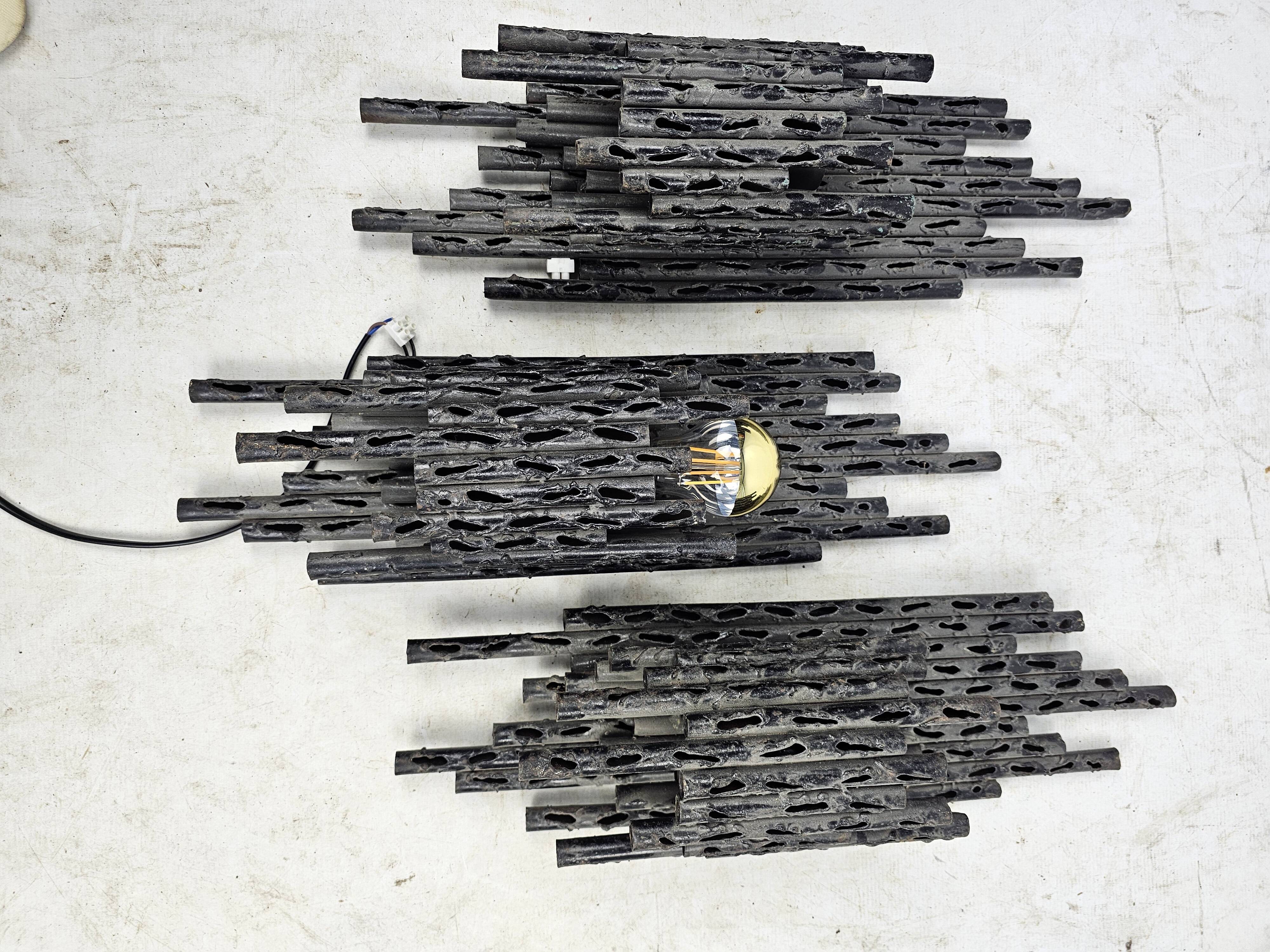 3 appliques Fantoni design italien brutaliste