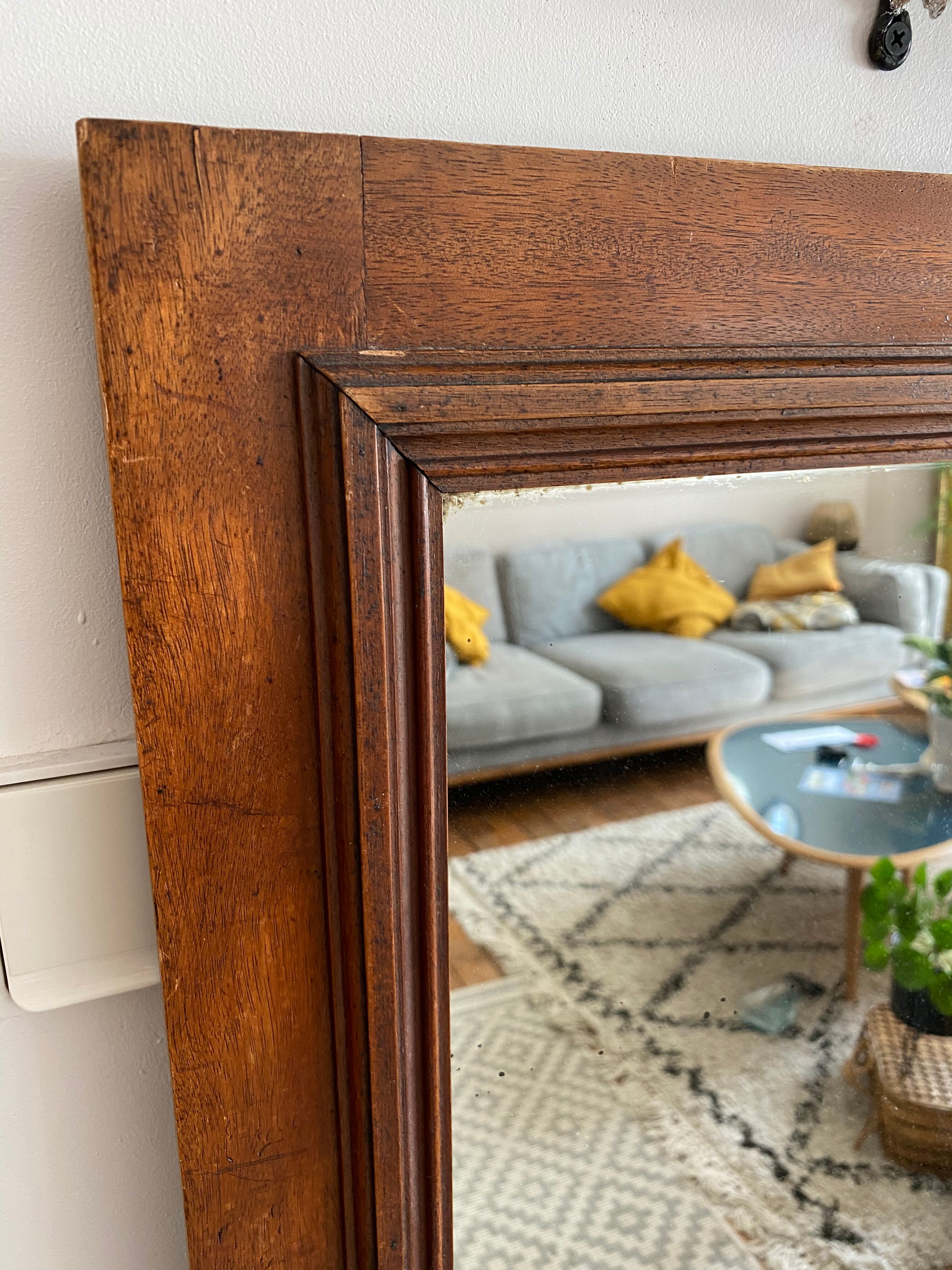 Vintage wooden door mirror 132x79