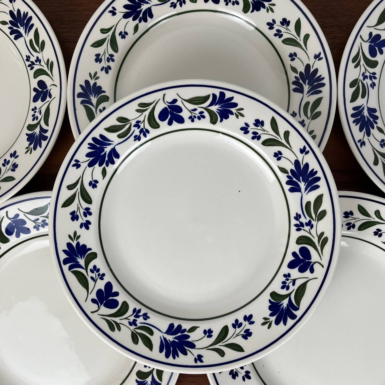 Set of 6 Churchill England dessert plates, flower pattern, 1970