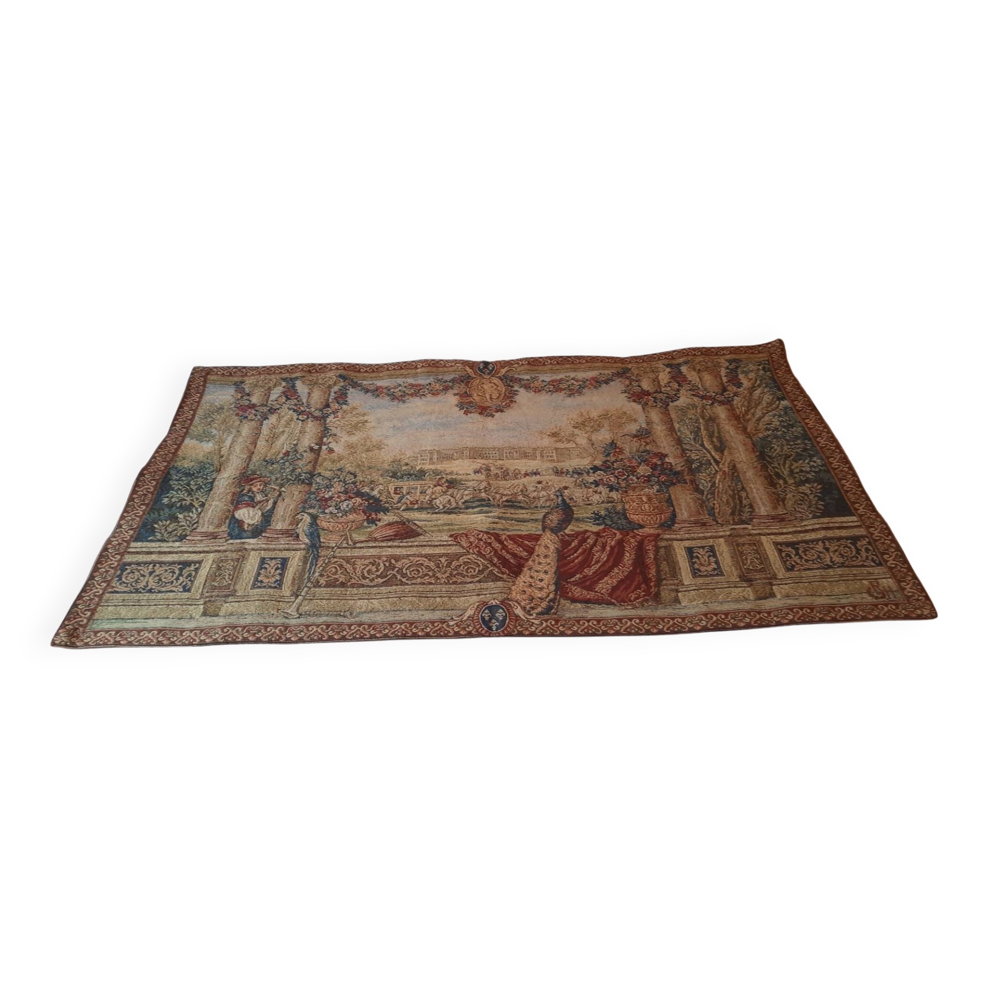 Tapisserie d'halluin " scène de cour au paon"