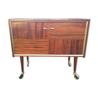 Vintage bar on teak wheels with tilting door