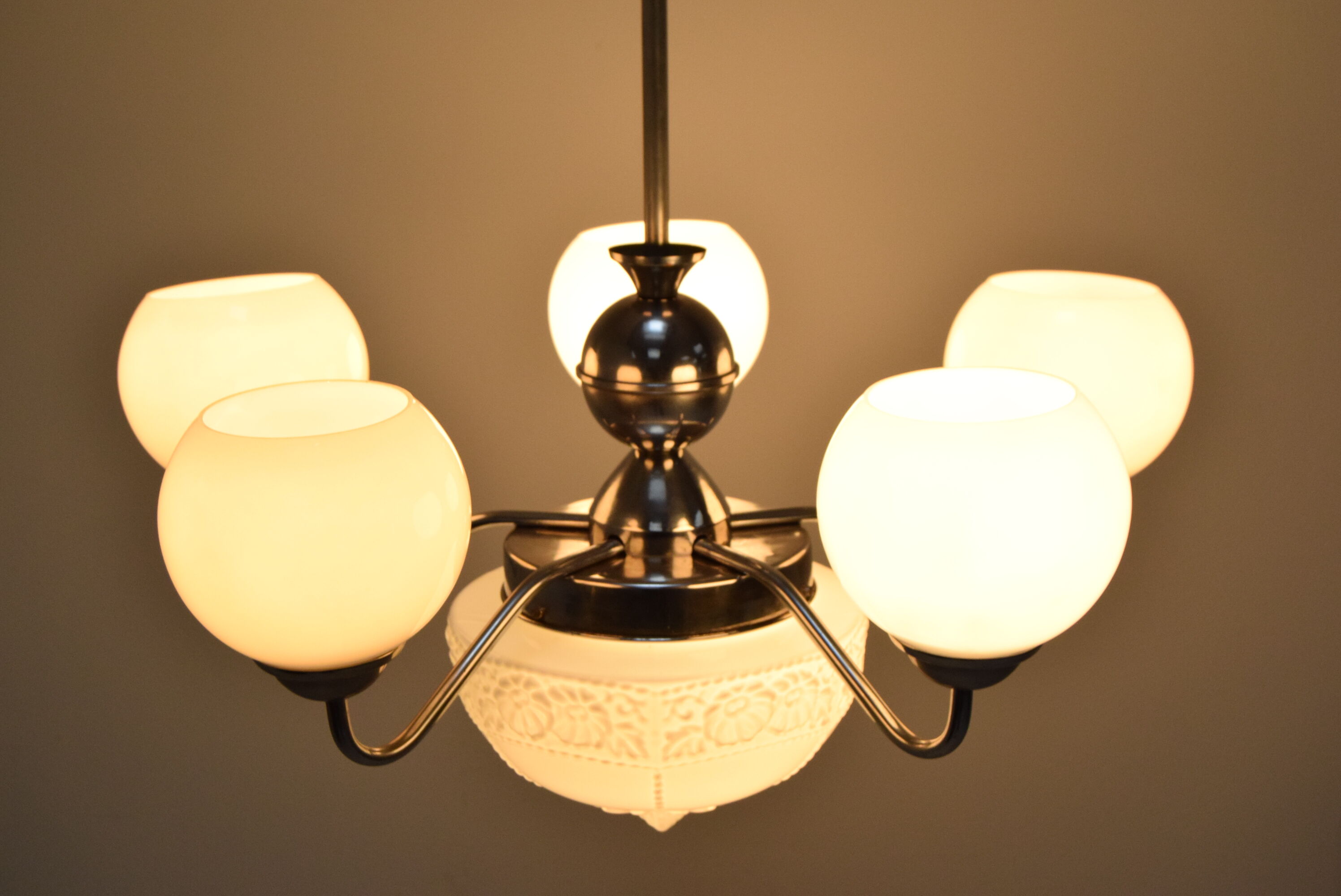 Art deco chrome chandelier,1930's.