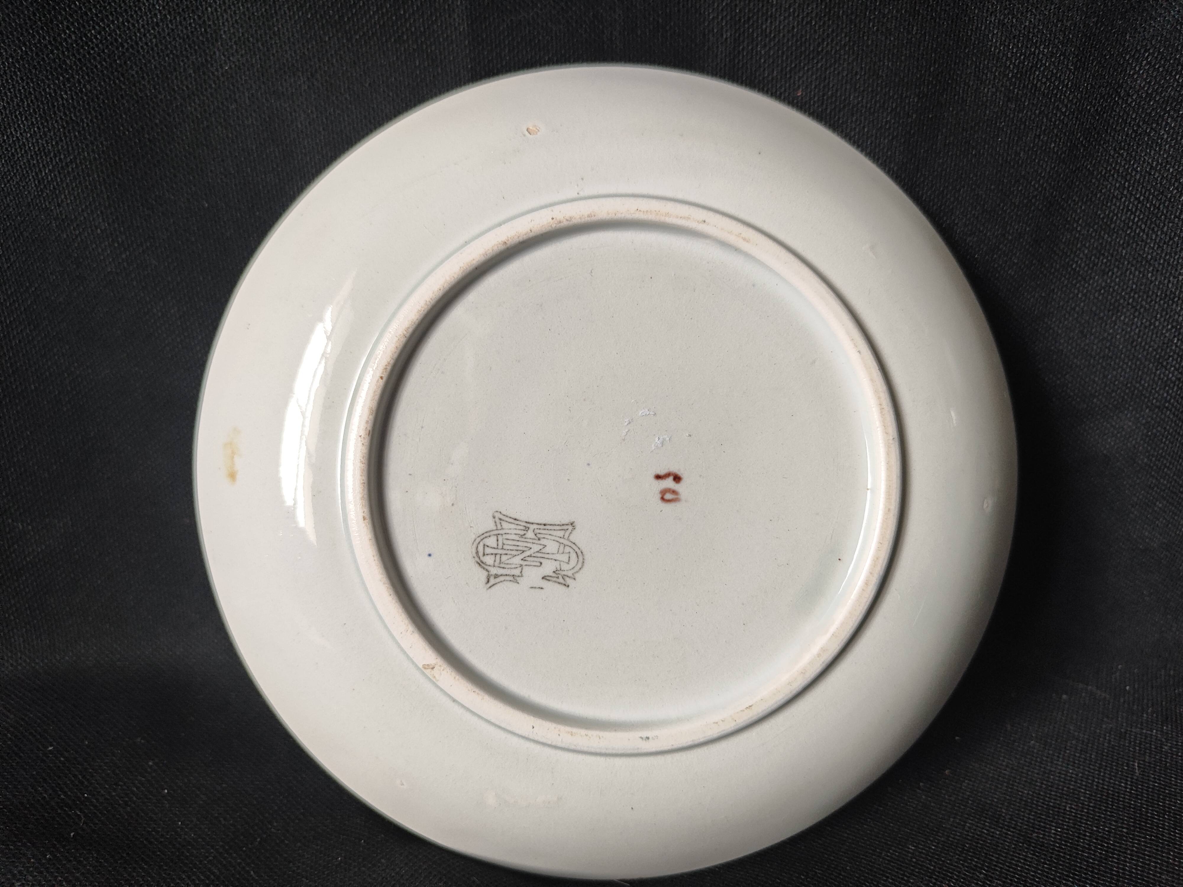 Superb 1870 / Gien earthenware / cornucopia saucer