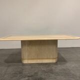 Set of 3 vintage travertine coffee table and side tables, 1980s