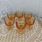 6 small vintage orange glasses