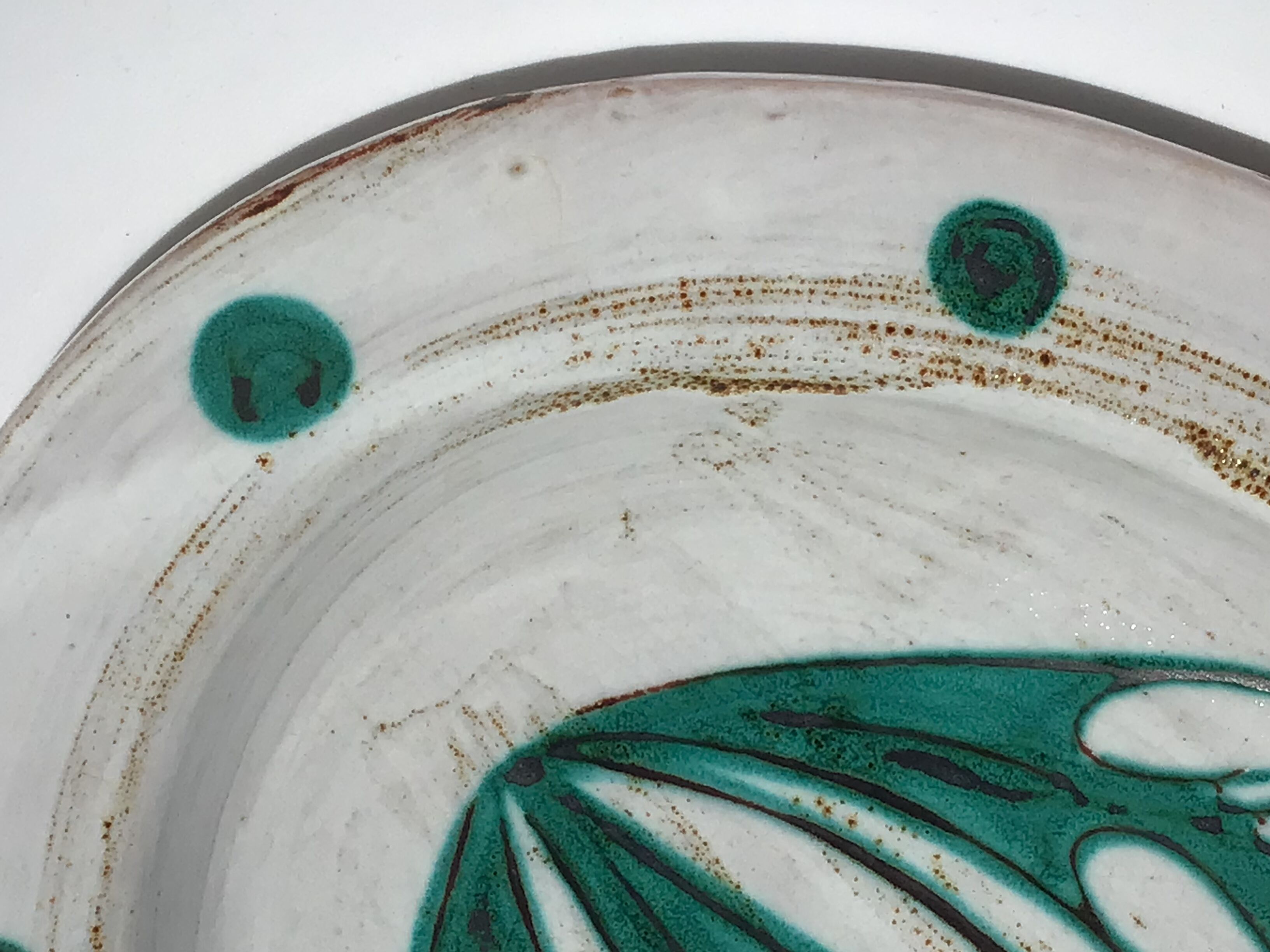 Oval dish Vallauris handmade thistles