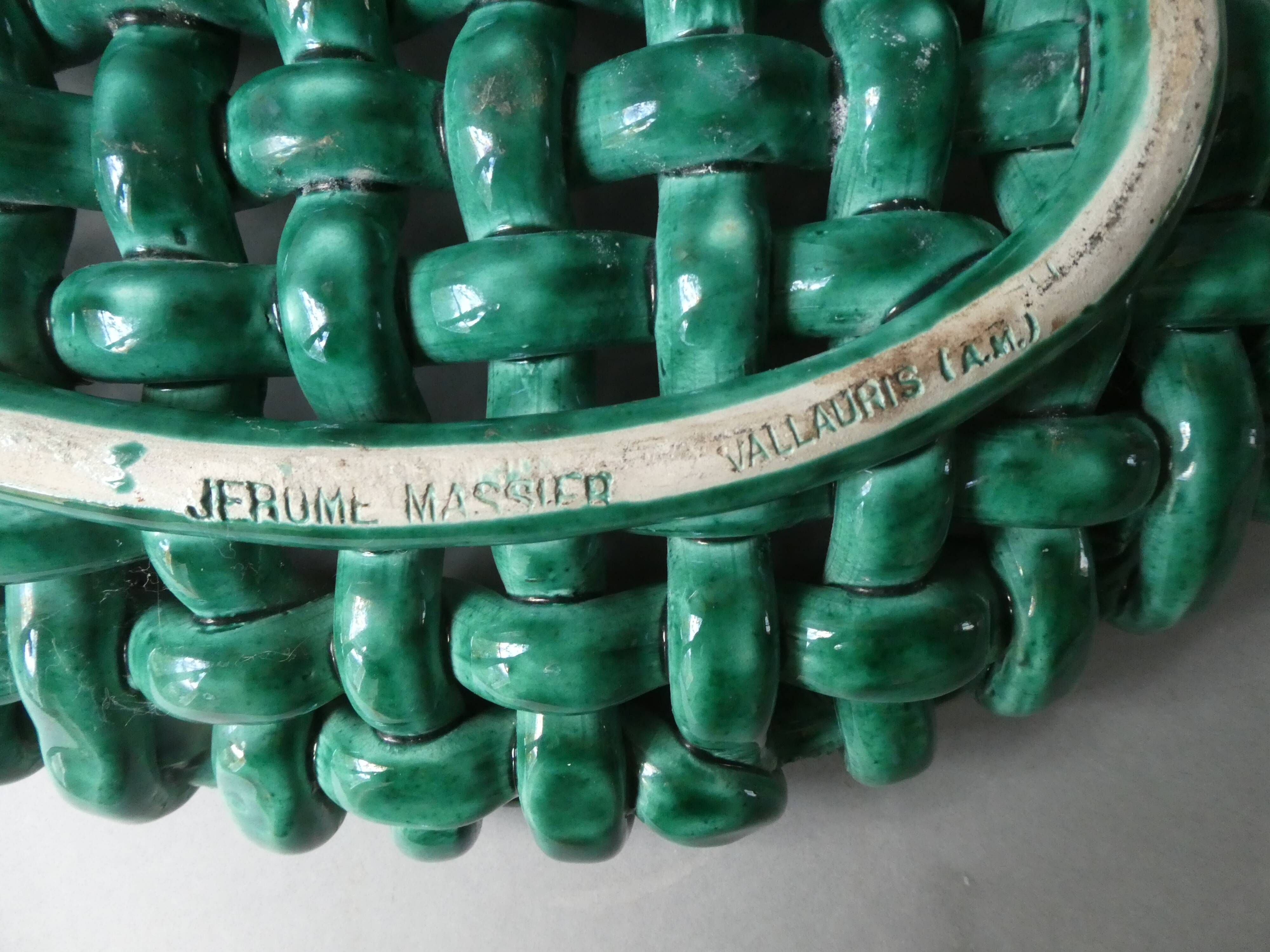 Large woven ceramic bowl Jérome Massier Vallauris, 1950s