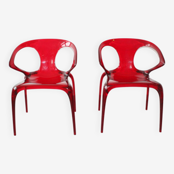 Pair of ava chairs by song wen zhong for roche bobois, 20th century.