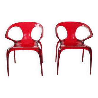 Pair of ava chairs by song wen zhong for roche bobois, 20th century.