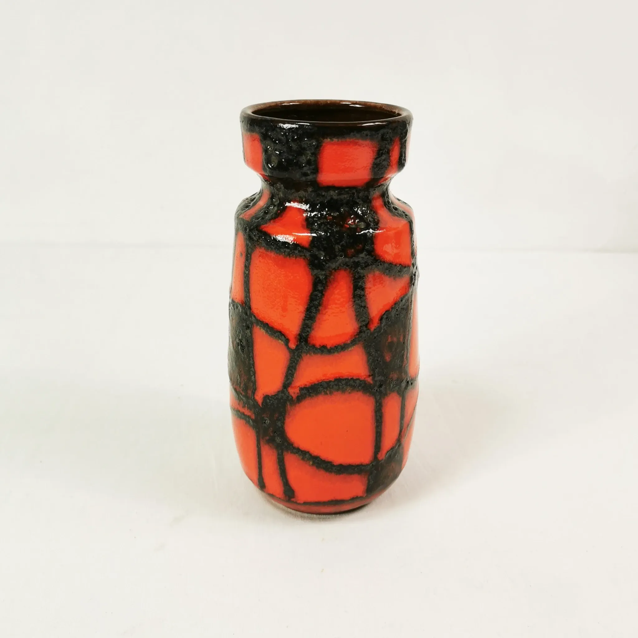Fat Lava ceramic vase, Scheurich Keramik 242-22 "Spiderweb," 1960s.