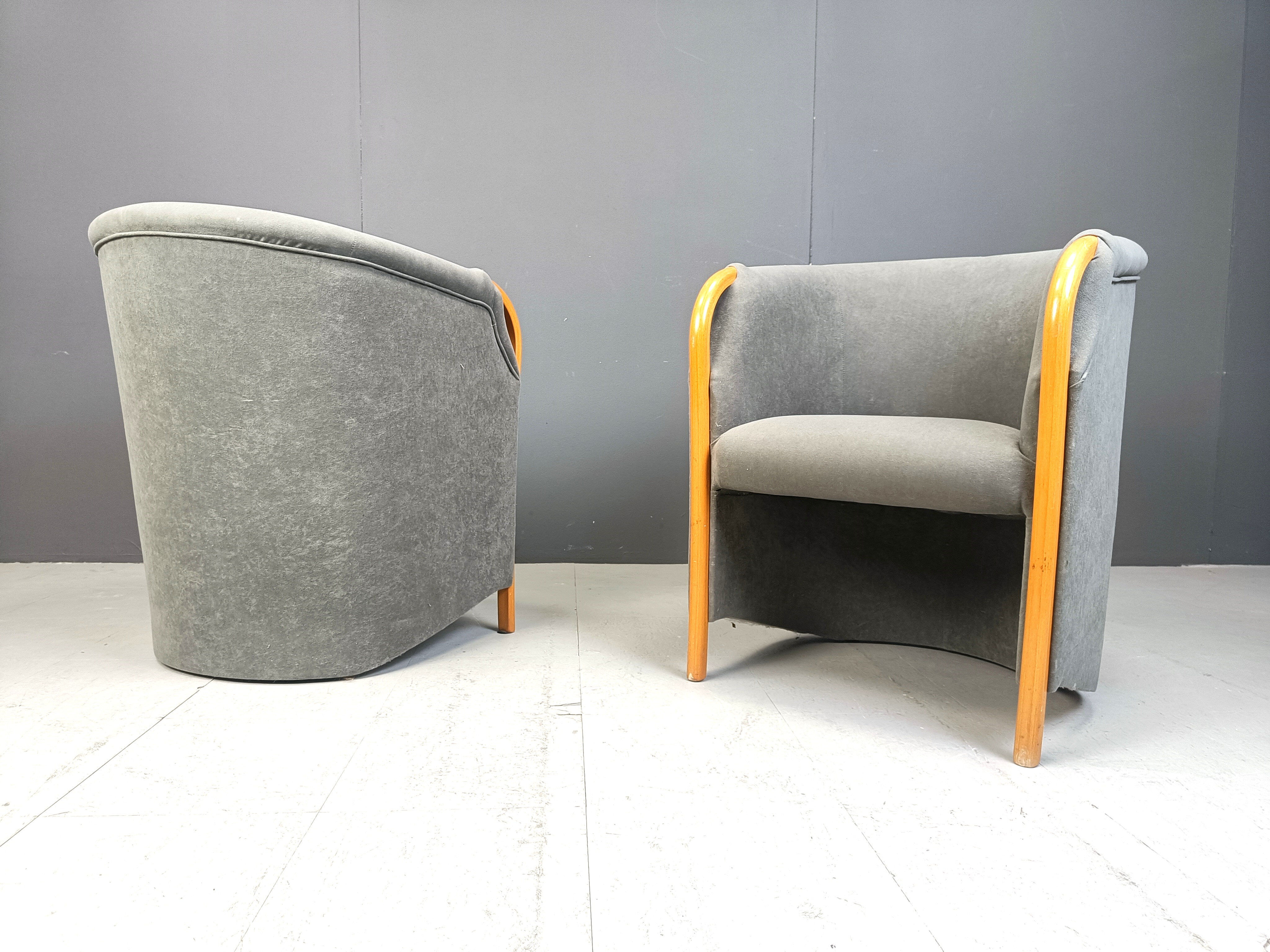 Pair of Italian armchairs, 1980s