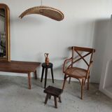 Rattan suspension or shade in the shape of a braided undulating circular tray d:80