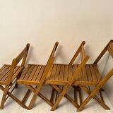 4 foldable chairs in vintage wood