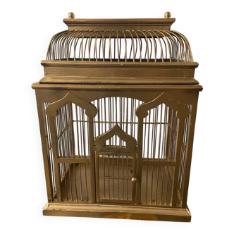 Cage à oiseaux dorée Colonial