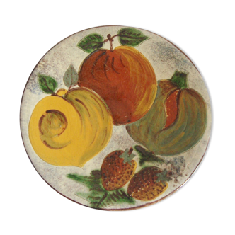 Assiette vintage signée Puigdemont motifs de ruits stylisées