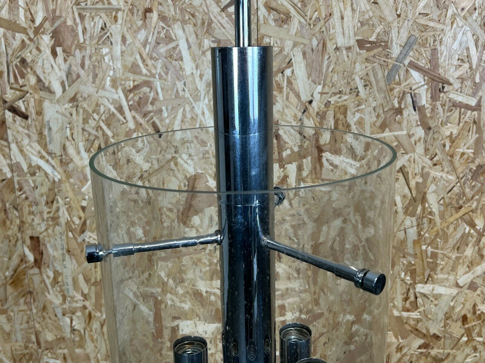 60s 70s Chandelier Huge Chandelier Pendant Lamp Limburg Glass & Chrome Design