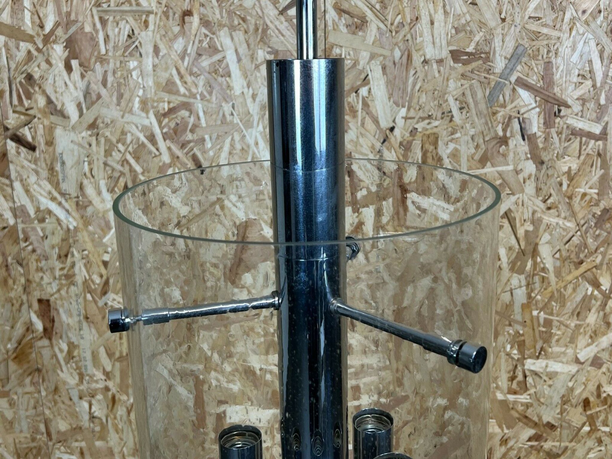 60s 70s Chandelier Huge Chandelier Pendant Lamp Limburg Glass & Chrome Design