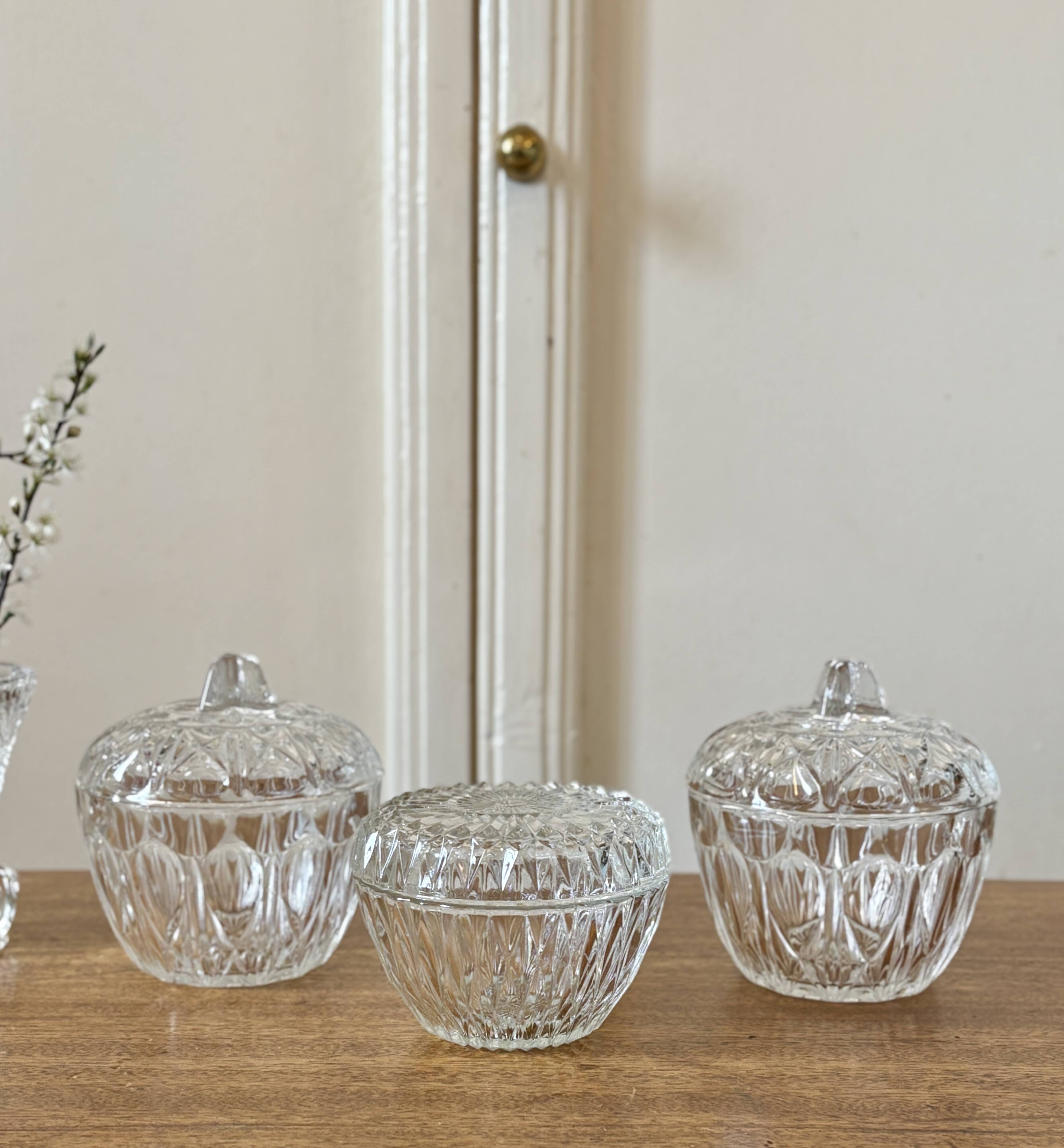 Set of 3 vintage glass candy jars