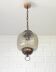 Vintage Copper Pendant Light Amber Glass Mid Century Modern Ceiling Lanter
