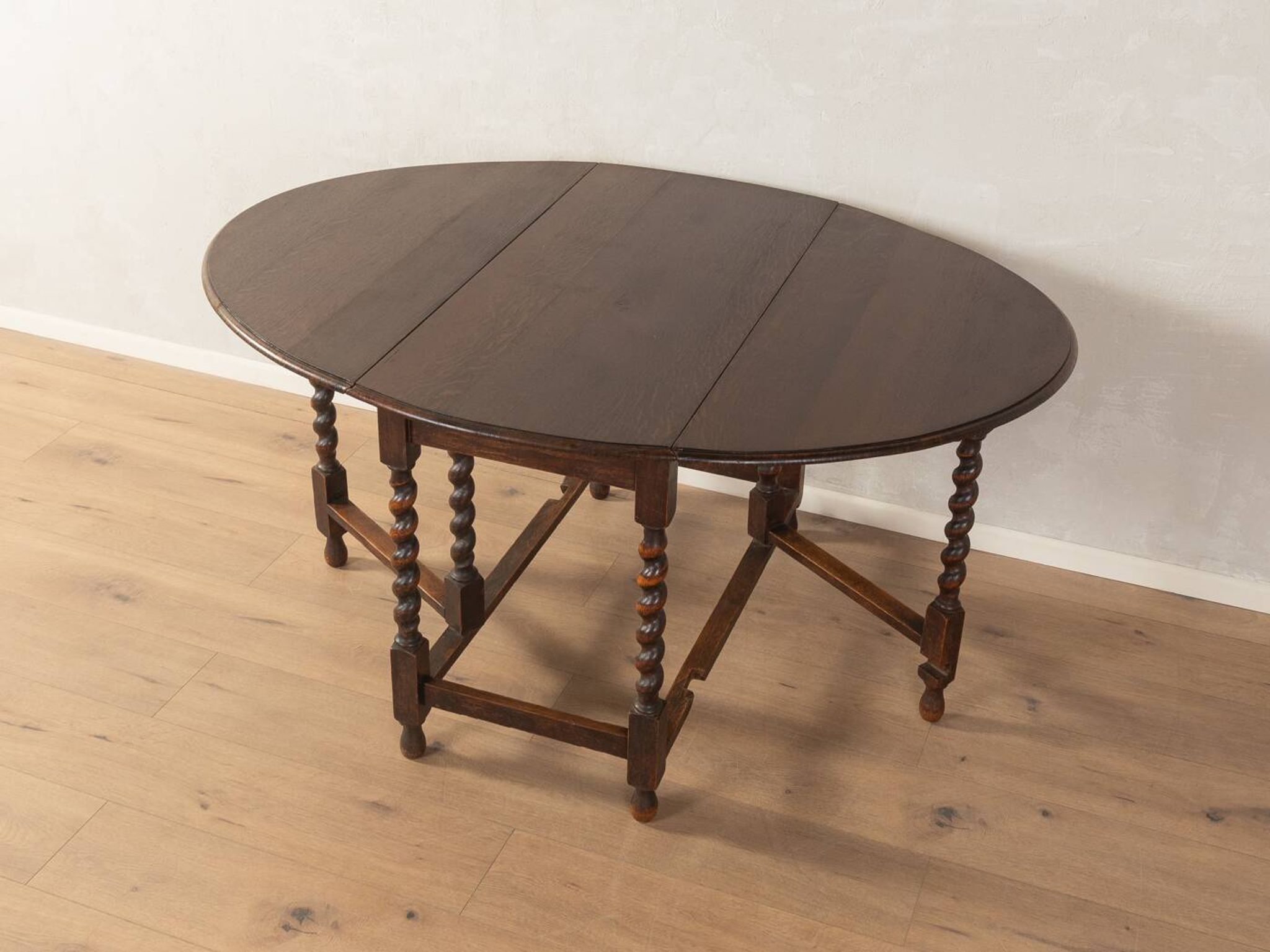 Table à rabats antique des années 1920, en chêne massif