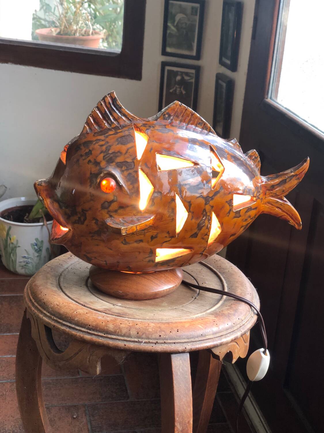 Ceramic fish lamp
