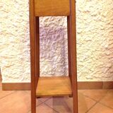 Square plant holder in light wood / 70s-80s