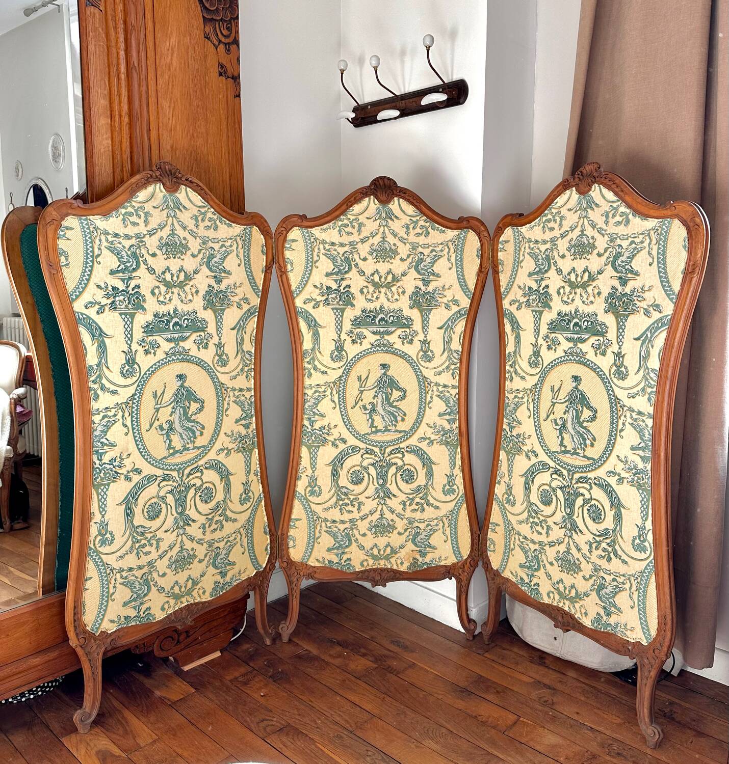 Old wooden and fabric screen