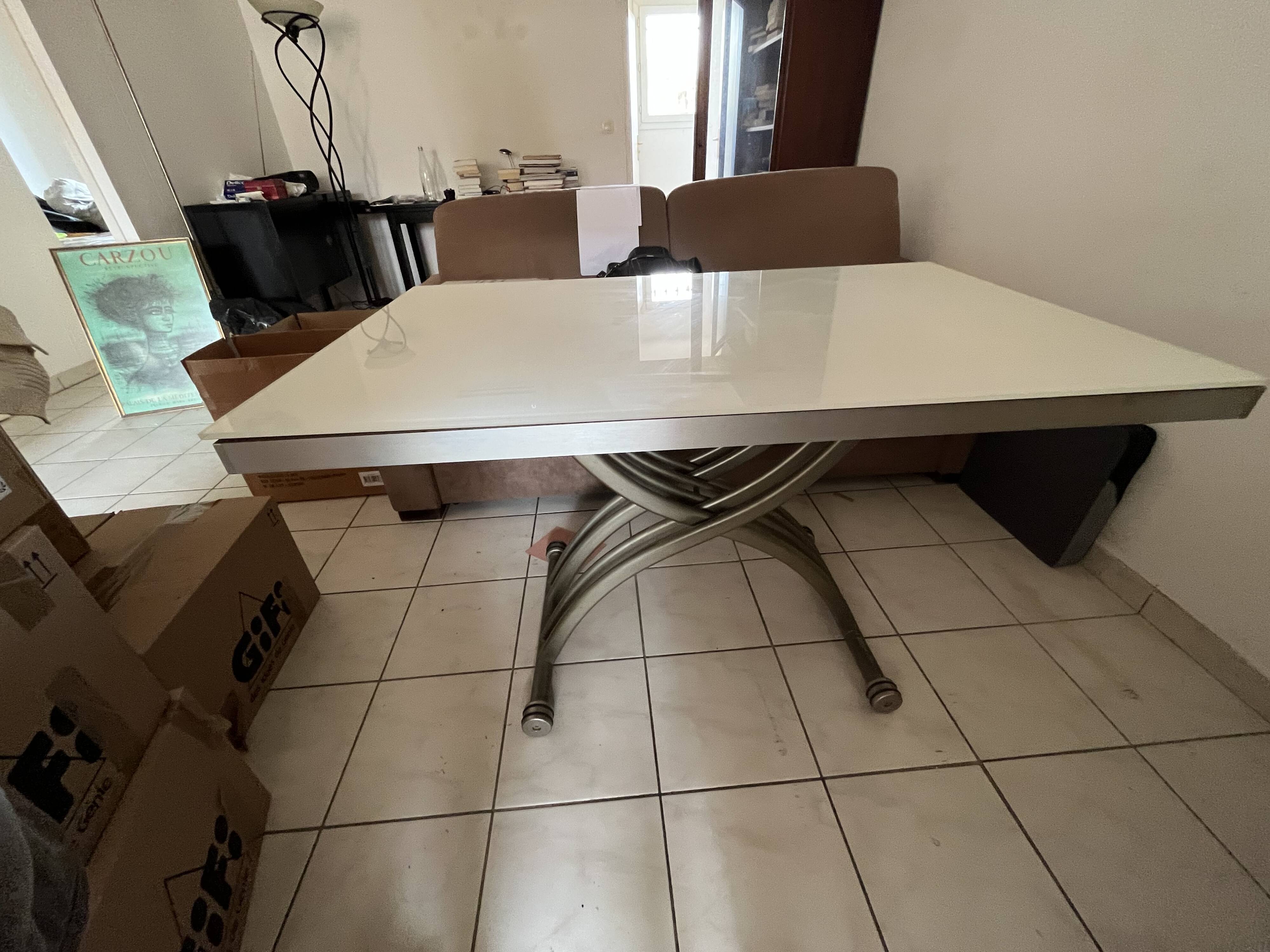 Ozzio Italia box table t110 – retractable and extendable – white glass –