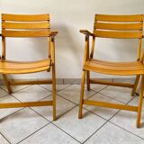 Pair of Clairitex France vintage garden armchairs from the 70s, solid wood