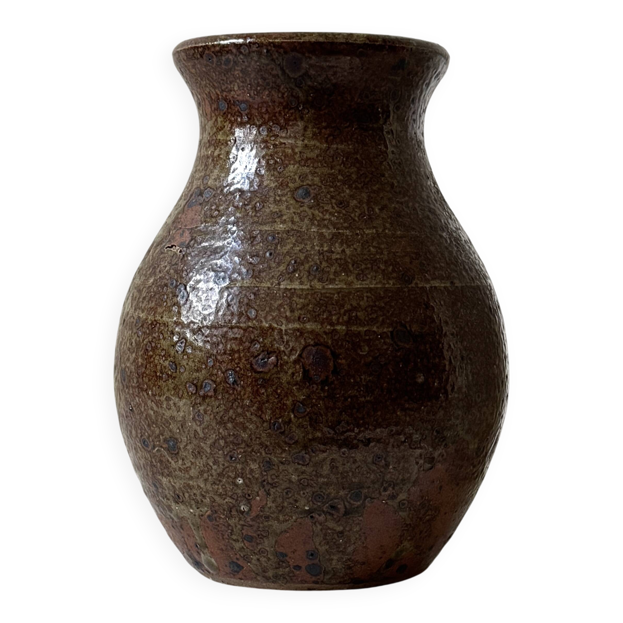 French workshop vase in pyrite stoneware from around 1950.
