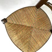 Antique wooden and straw nurse's chair - openwork backrest with bars c