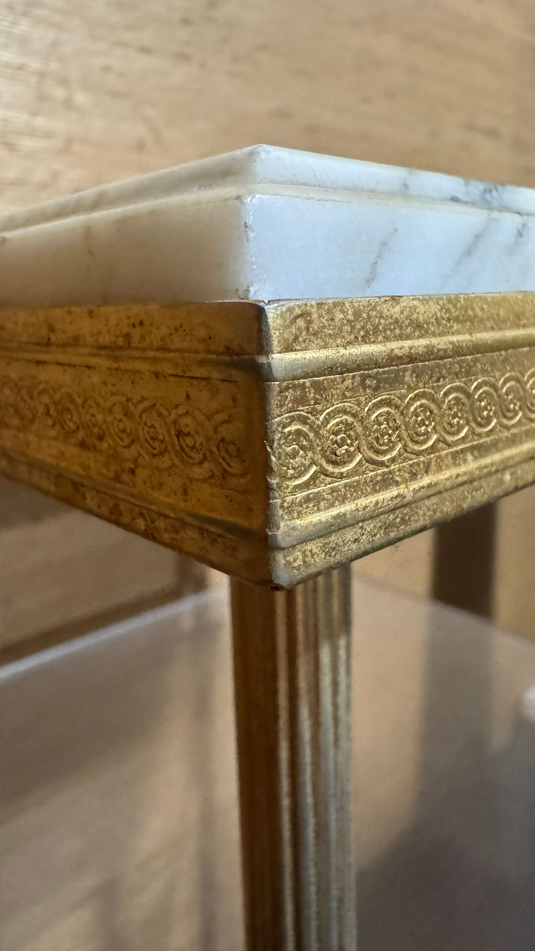 Brass and marble side table