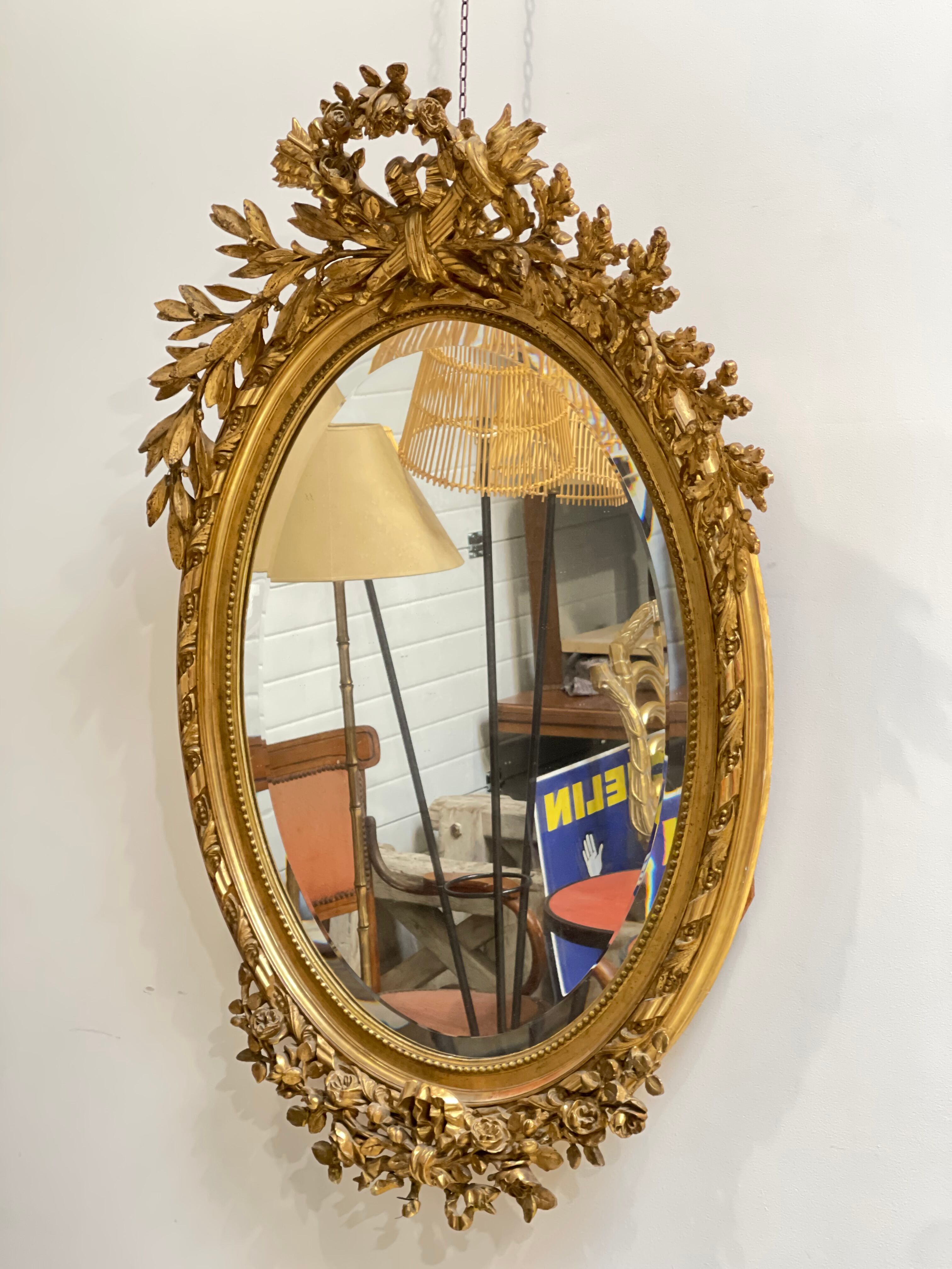 Mirror Louis XVI gilded wood - late nineteenth