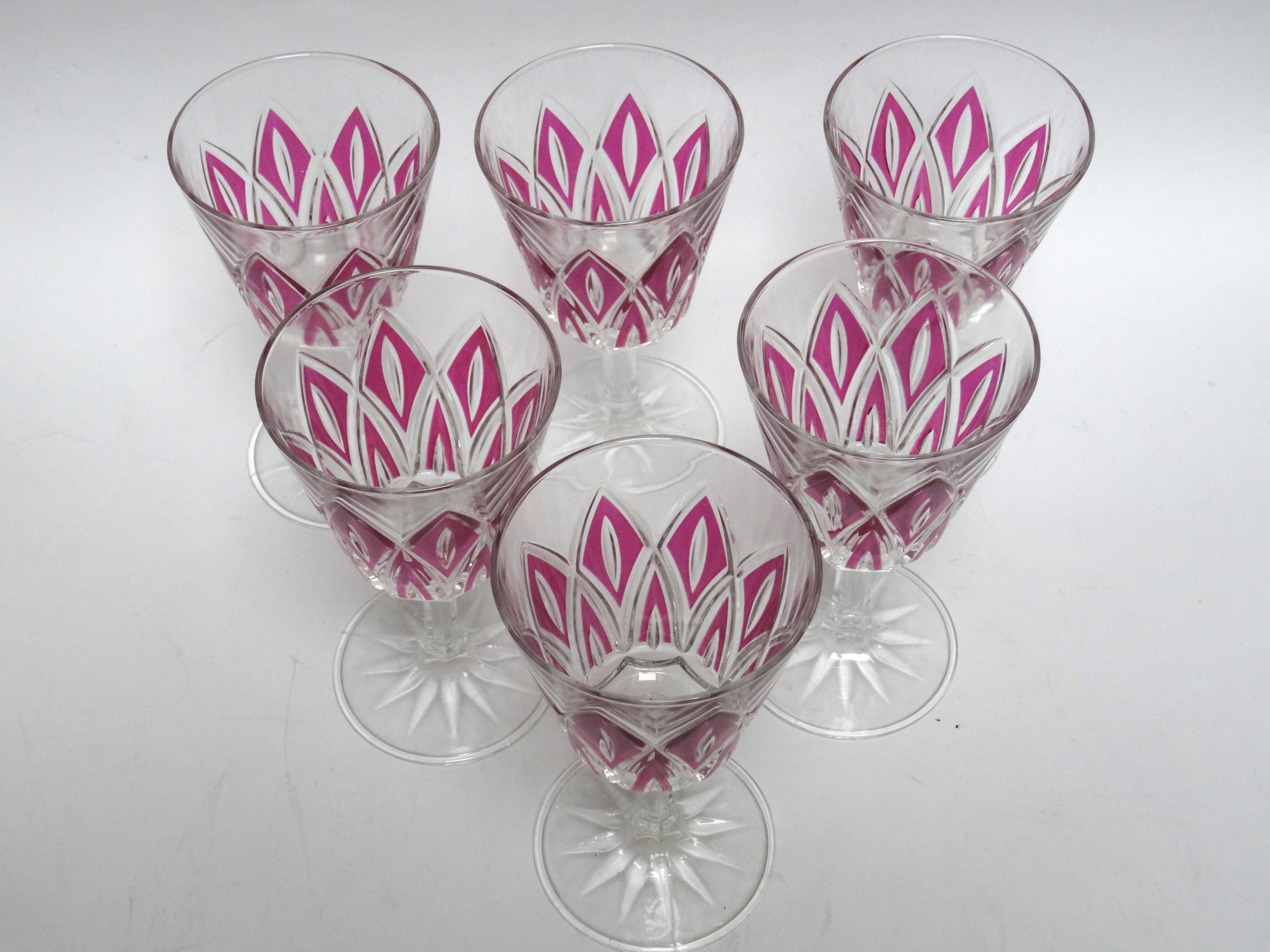 6 red wine glasses VMC Reims Harlequin