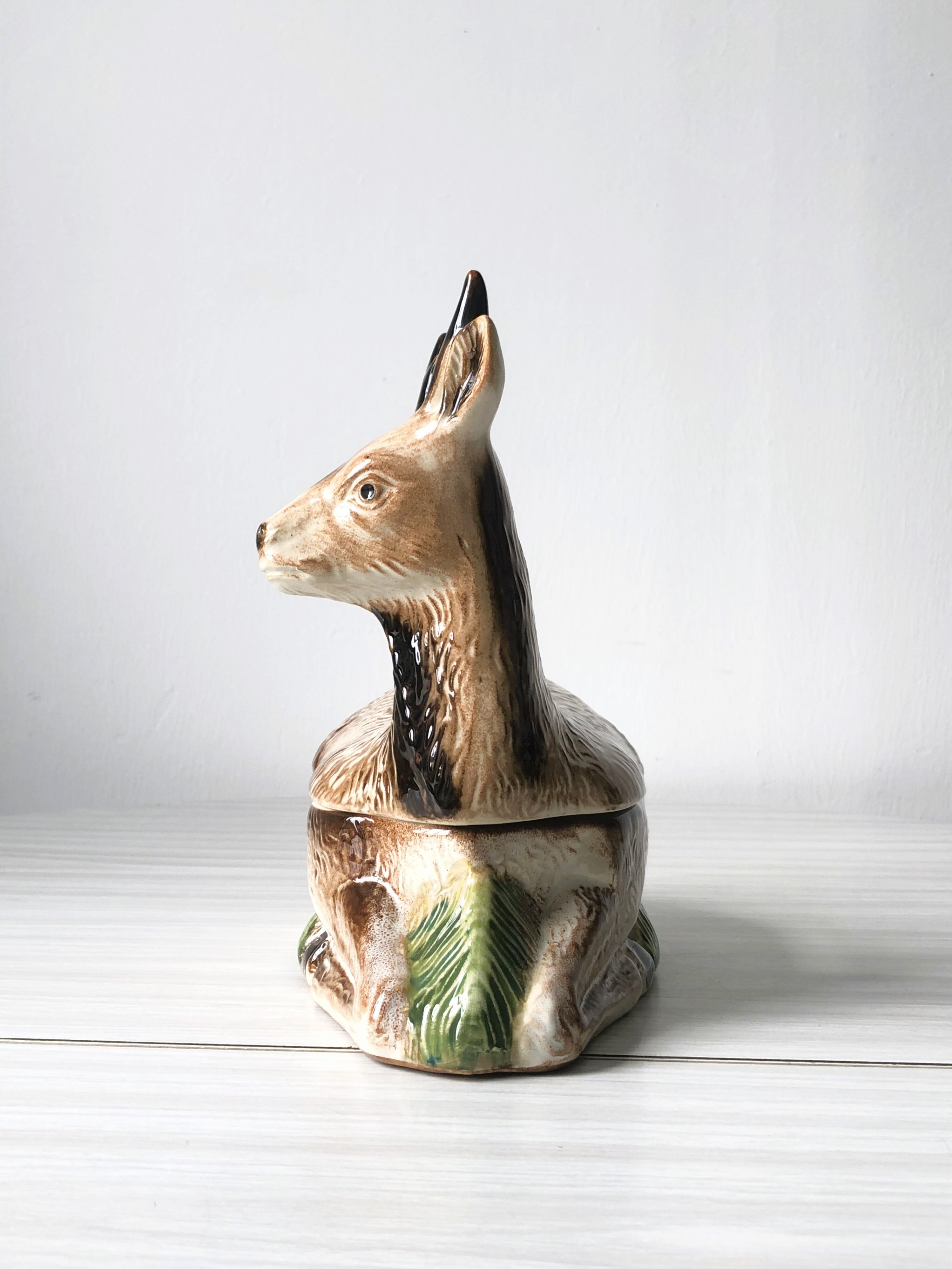 Michel Caugant Terrine deer deer ceramic earthenware vintage