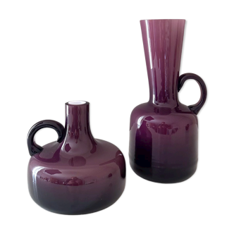 Friedrich Glass Vases, Pop Art Glass Vase, purple, Midmodern 60s, Home Decor
