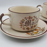 Head to head breakfast sandstone floral decoration you and me cup and saucer